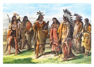 Ilustración antigua de una tribu nativa de Norteamérica