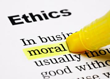 Una página con el significado escrito de ética con la palabra moral resaltada en amarillo
