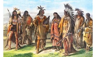 Ilustración antigua de una tribu nativa de Norteamérica