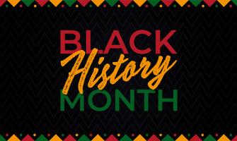 Diseño colorido con las palabras "Black History Month"