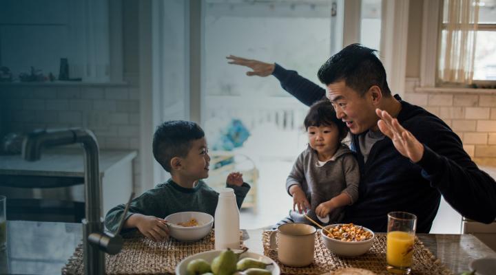family having breakfast