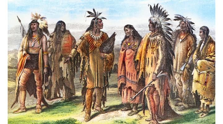 Ilustración antigua de una tribu nativa de Norteamérica